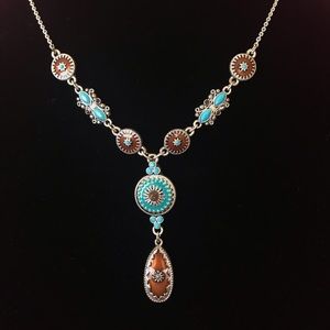 2/$20 AVON NECKLACE- WESTERN STYLE BROWN-TURQUOISE